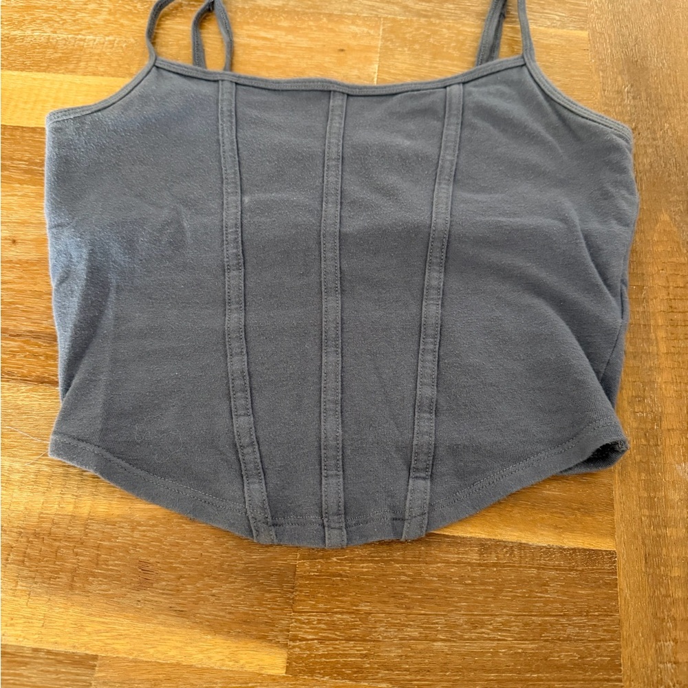 Hollister Charcoal Grey Spaghetti Strap Crop Camisole